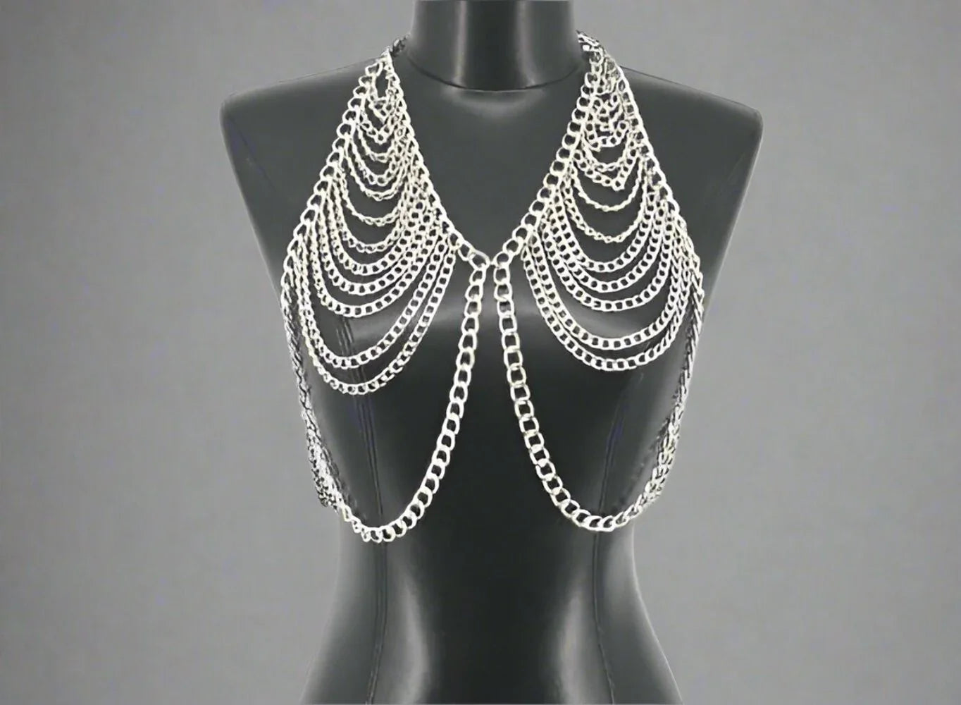 Drop Metal Bra - Gold & Silver Drape Style Backless Metal String Bra