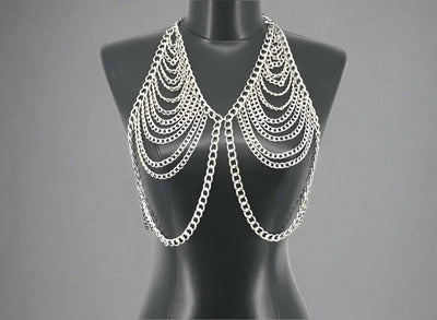 Drop Metal Bra - Gold & Silver Drape Style Backless Metal String Bra