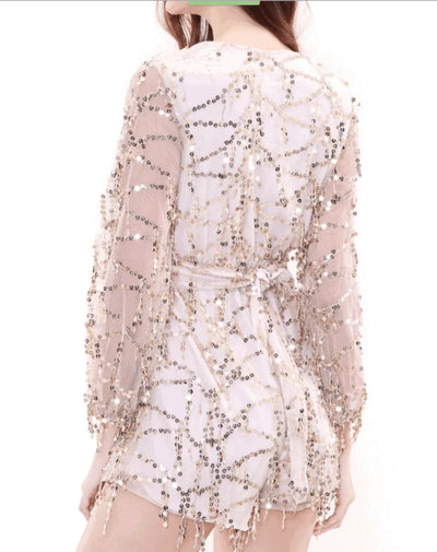 Scared Sequin Shorts Romper- Prima Dons and Donnas