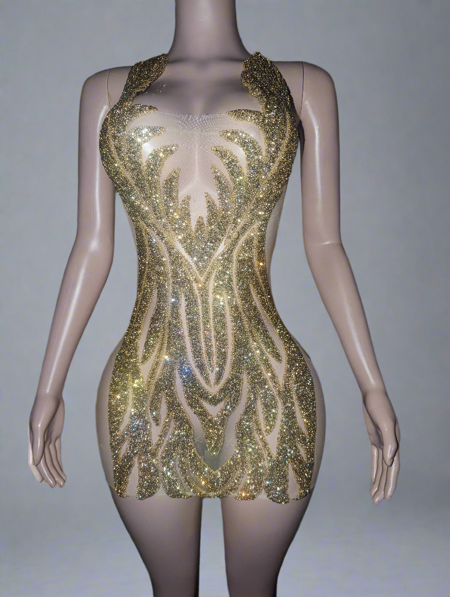 Rhinestones Mini Dress