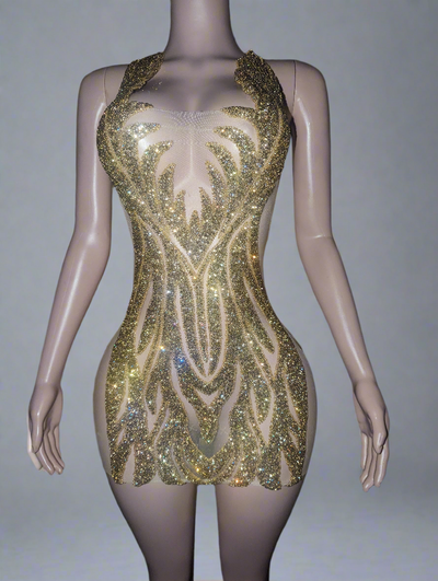 Rhinestones Mini Dress