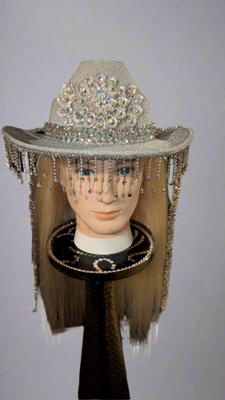 Custom Fringe Rhinestone Western Cowboy Hat (Ready to Ship) 5