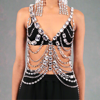 Gordy Rhinestone Chain Halter Top (Ready to Ship)