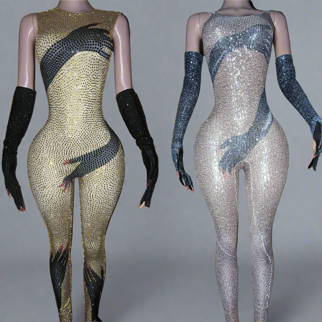 Hands Crystals Jumpsuit (Discounted & Ready to Ship)