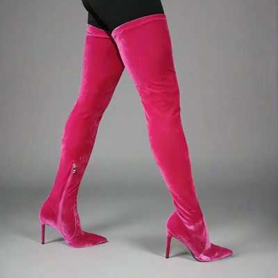 Velvet Thigh High Boots - Stretchable - Made To Order Custom
