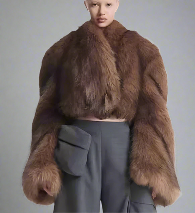 Cropped Faux Big Sleeve Fur Jacket- Prima Dons and Donnas