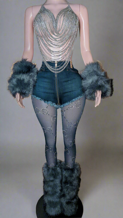 Crystals Rhinestone Letters Stocking Leggings CC
