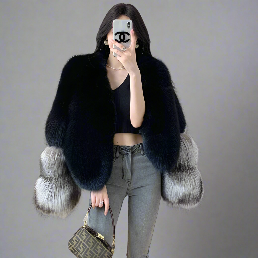 Luxury Cropped Faux Big Cuf Fur Jacket