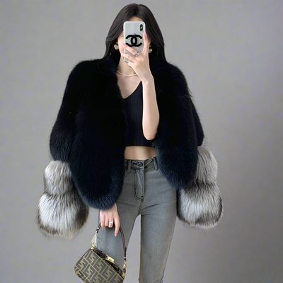 Luxury Cropped Faux Big Cuf Fur Jacket