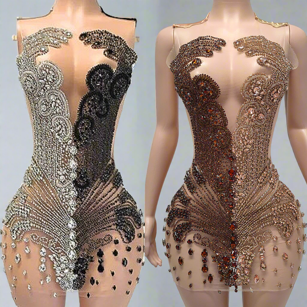 Rhinestones Mini Dress 5(Ready To Ship)