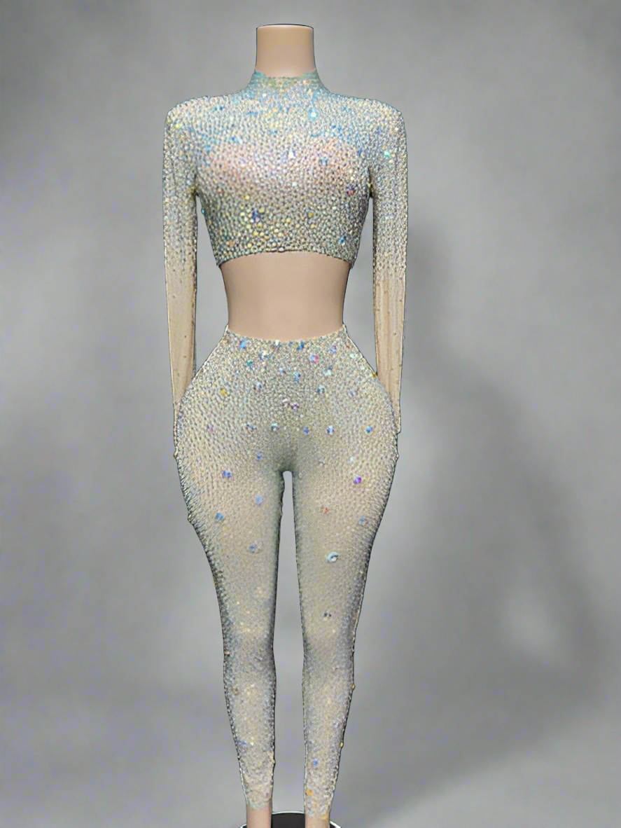 Rhinestones Crystal Full Pant Set