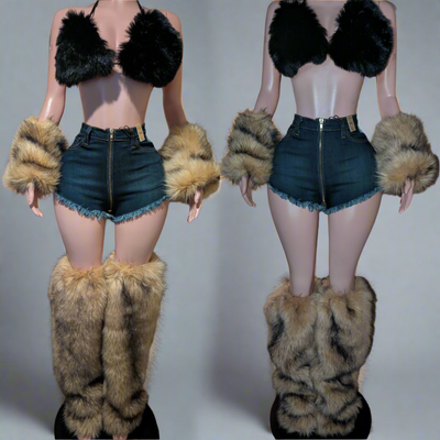 Faux Fur Leg Warmers 3 Boot Cover (Ready to Ship)