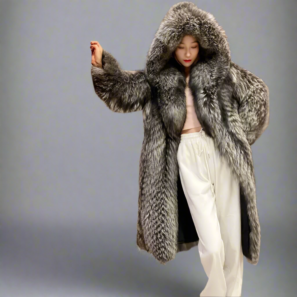Luxury Hooded Faux Fur Jacket