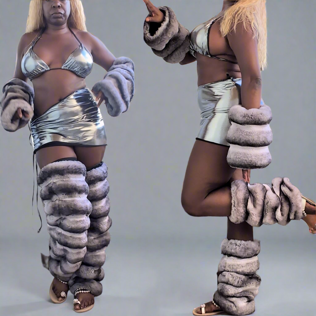 Chinchilla  Faux Fur Leg Warmers Boot Covers(Ready to Ship)
