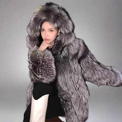 Luxury Hip Length Faux Fur Jacket