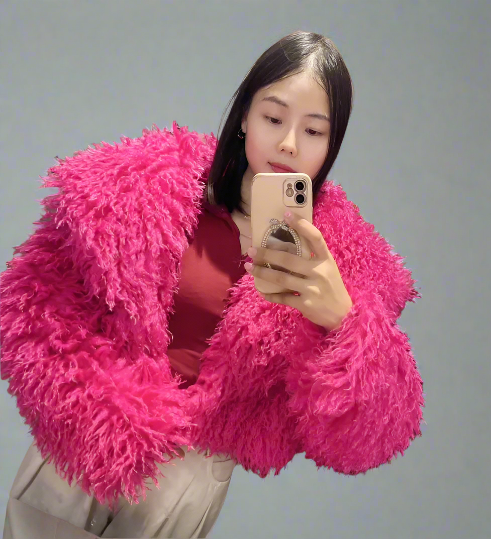 Fluffy Crop or Full Length Mongolian Faux Fur Coat