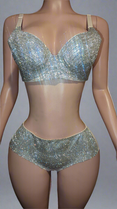 Custom Rhinestone Bra Set