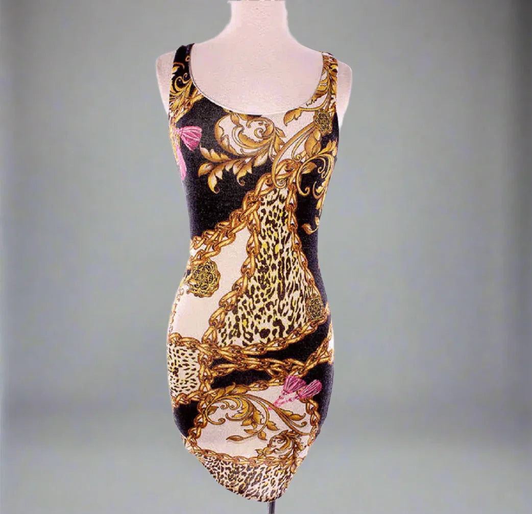 Chain Print Dress- Prima Dons and Donnas