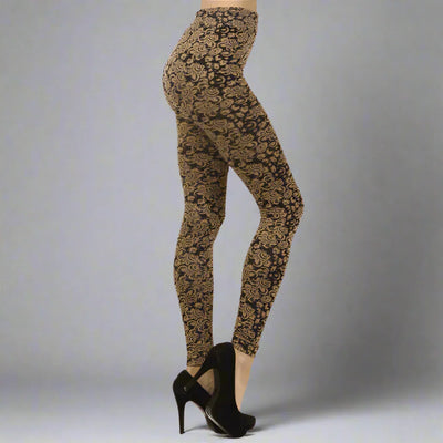 Floral Embossed Leggings- Prima Dons and Donnas