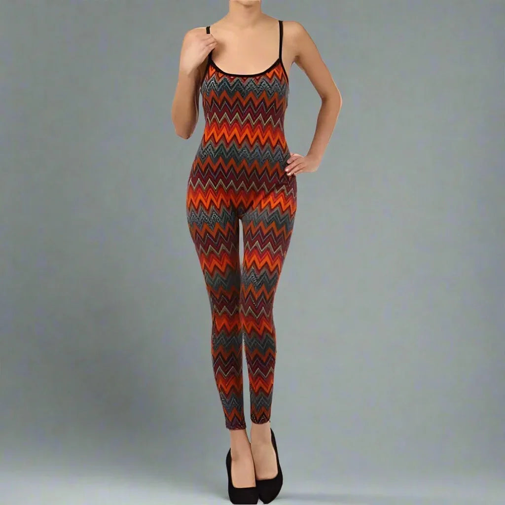 Tibal Chevron Print jumpsuit catsuit- Prima Dons and Donnas