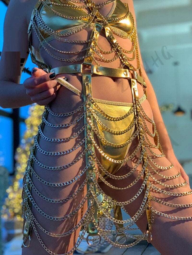 Chain Dress Metallic Dress