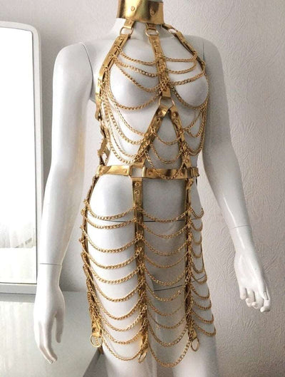 Chain Dress Metallic Dress