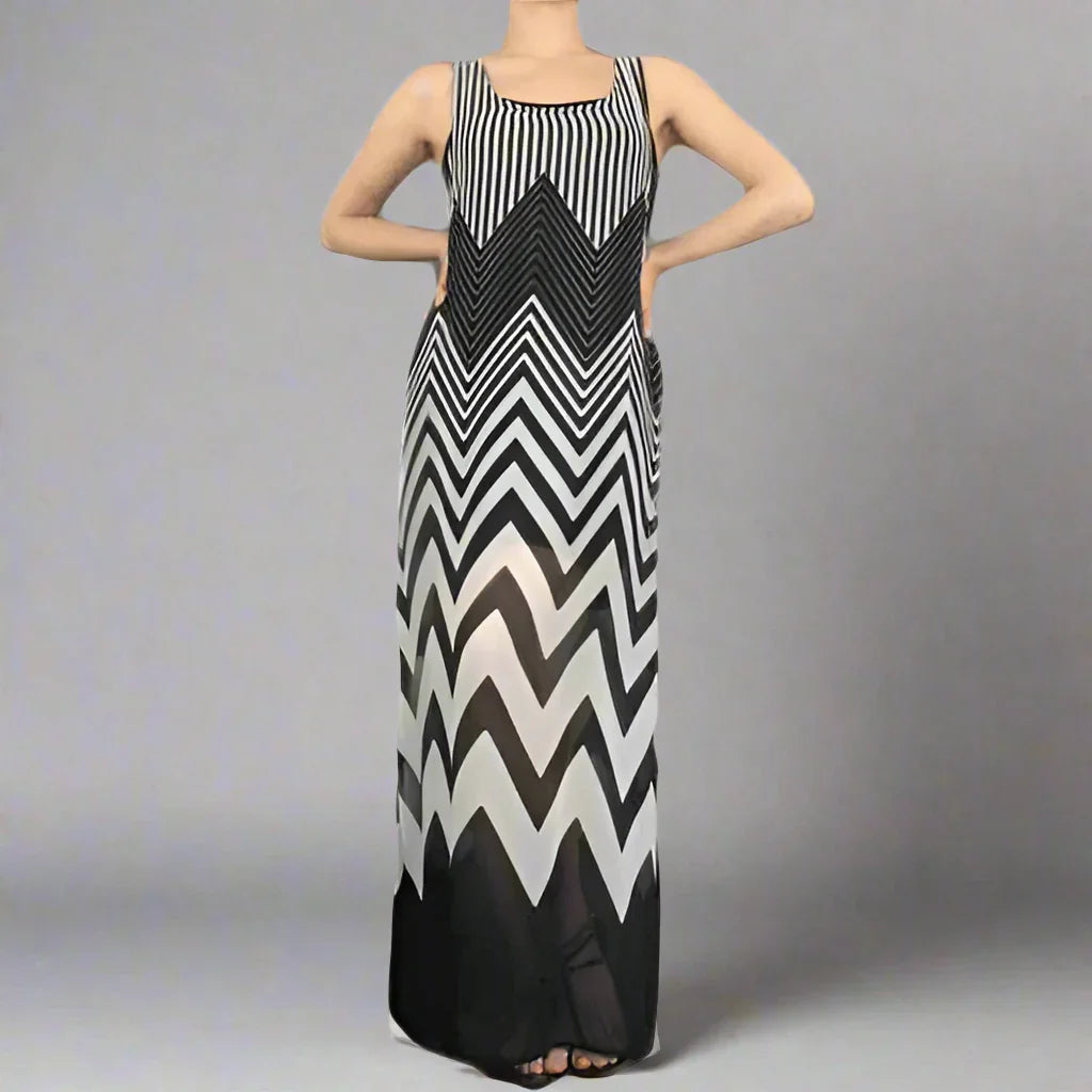Chevron Print Mavi Dress- Prima Dons and Donnas