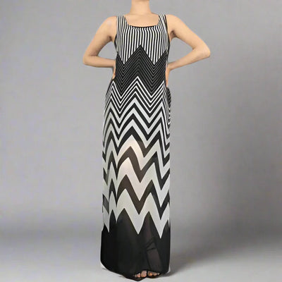 Chevron Print Mavi Dress- Prima Dons and Donnas