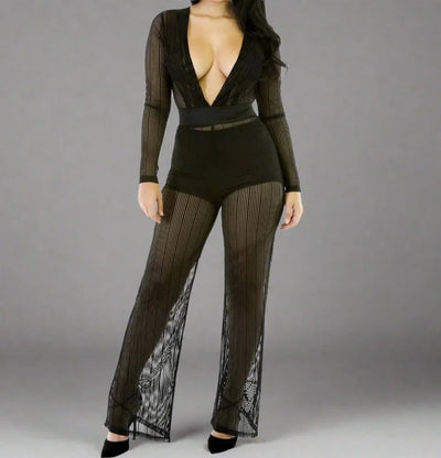 Kim K Stripe Flair Legs Jumpsuit- Prima Dons and Donnas