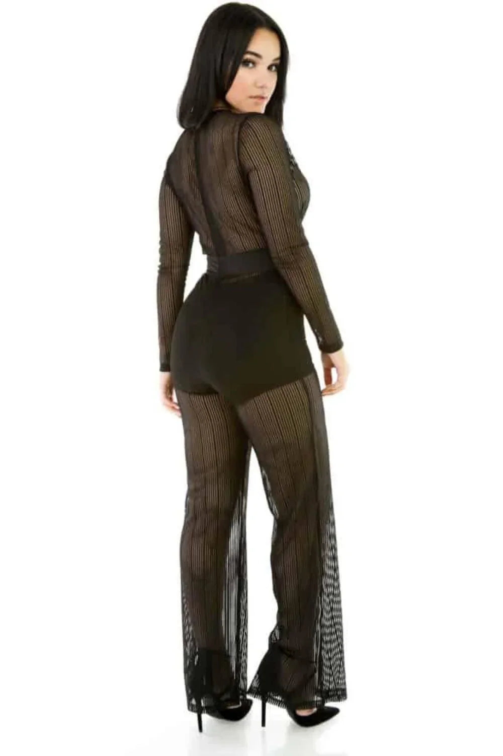 Kim K Stripe Flair Legs Jumpsuit- Prima Dons and Donnas