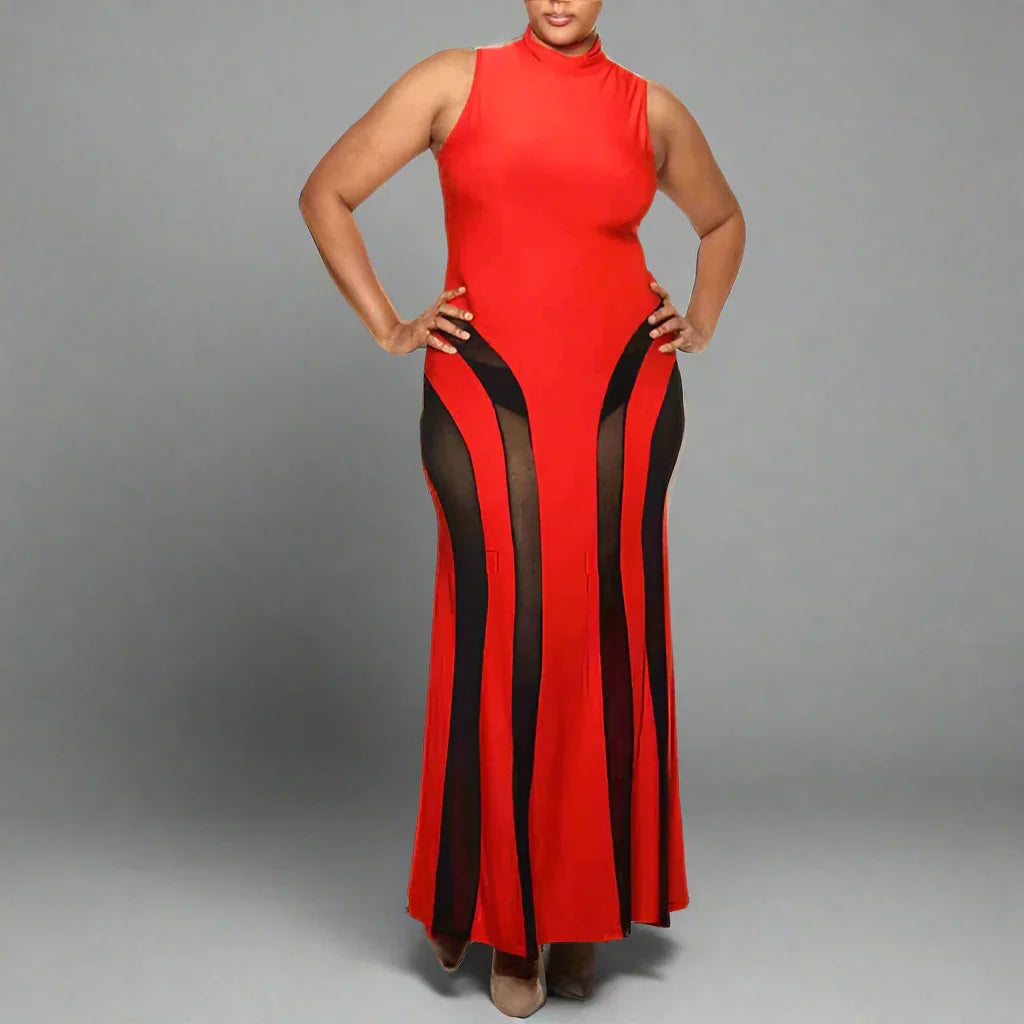 Long Mesh Cut Out Dress- Prima Dons and Donnas