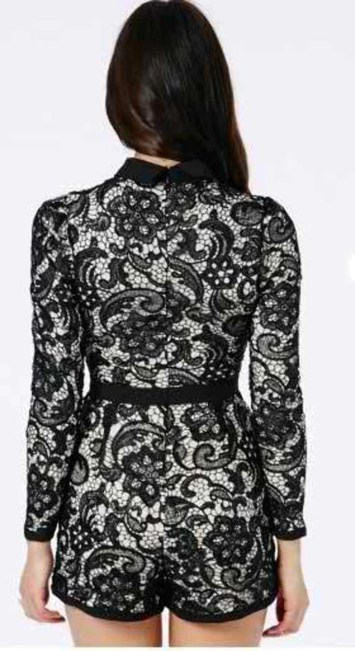 Short Sleeve Kiska Lace Shorts Romper- Prima Dons and Donnas