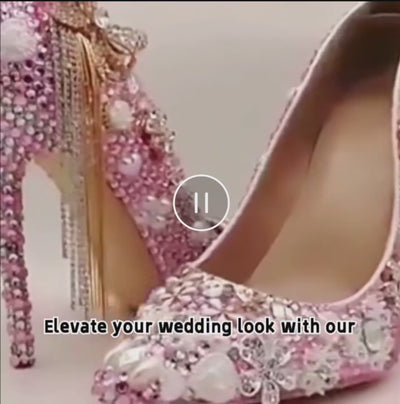 Wedding Pumps Rhinestone Pearl Heel