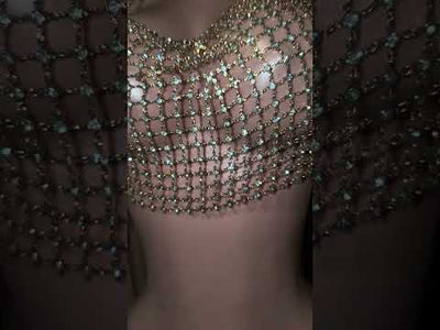 Rhinestone Chain Drape Halter Top (Ready to Ship)- Prima Dons and Donnas
