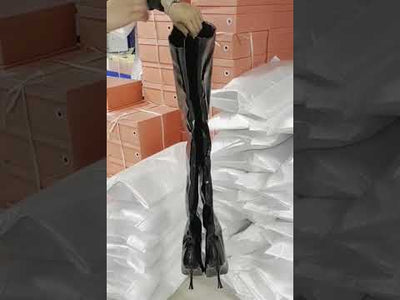 Faux Latex Oversized Thigh Boots – Custom Fit Thigh High Boots | Stiletto Heel