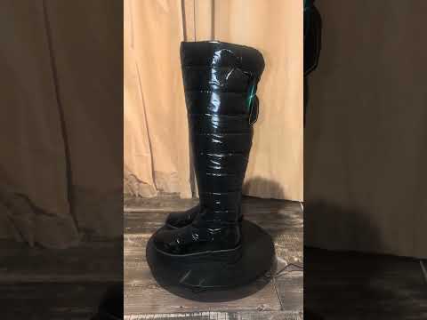 Knee Puffer Boots – Quilted Nylon Faux Leather Winter Fashion Footwear