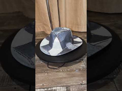 Custom Denim Print Rhinestone Western Cowboy Hat 3(Ready to Ship)