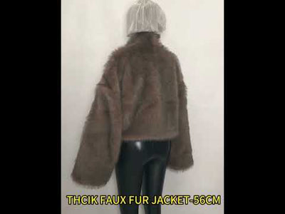 Cropped Faux Big Sleeve Fur Coat Jacket- By Prima DND