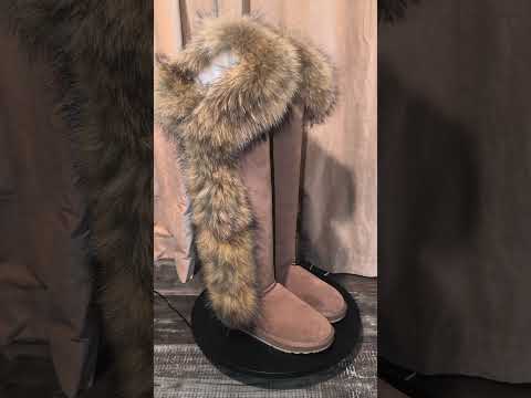 Fur Winter Boots –  knee High Boots W/Shearling Lining Boots Fur  Detail