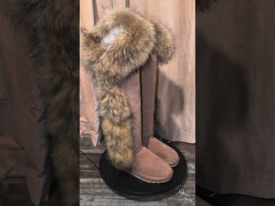 Fur Winter Boots –  knee High Boots W/Shearling Lining Boots Fur  Detail