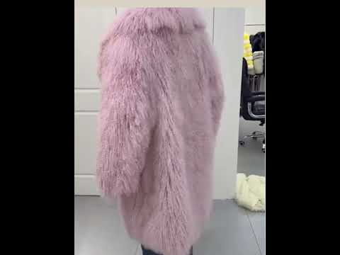Hooded Over Sized Mongolian Sheep Lamb Fur Coat- By Prima DND