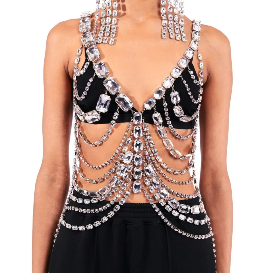 Gordy Rhinestone Chain Halter Top (Ready to Ship)