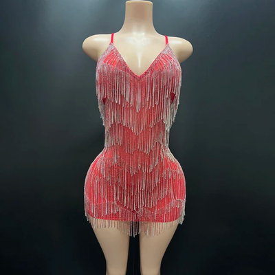 Rhinestone Fringes Chains Dress (Ready to Ship)