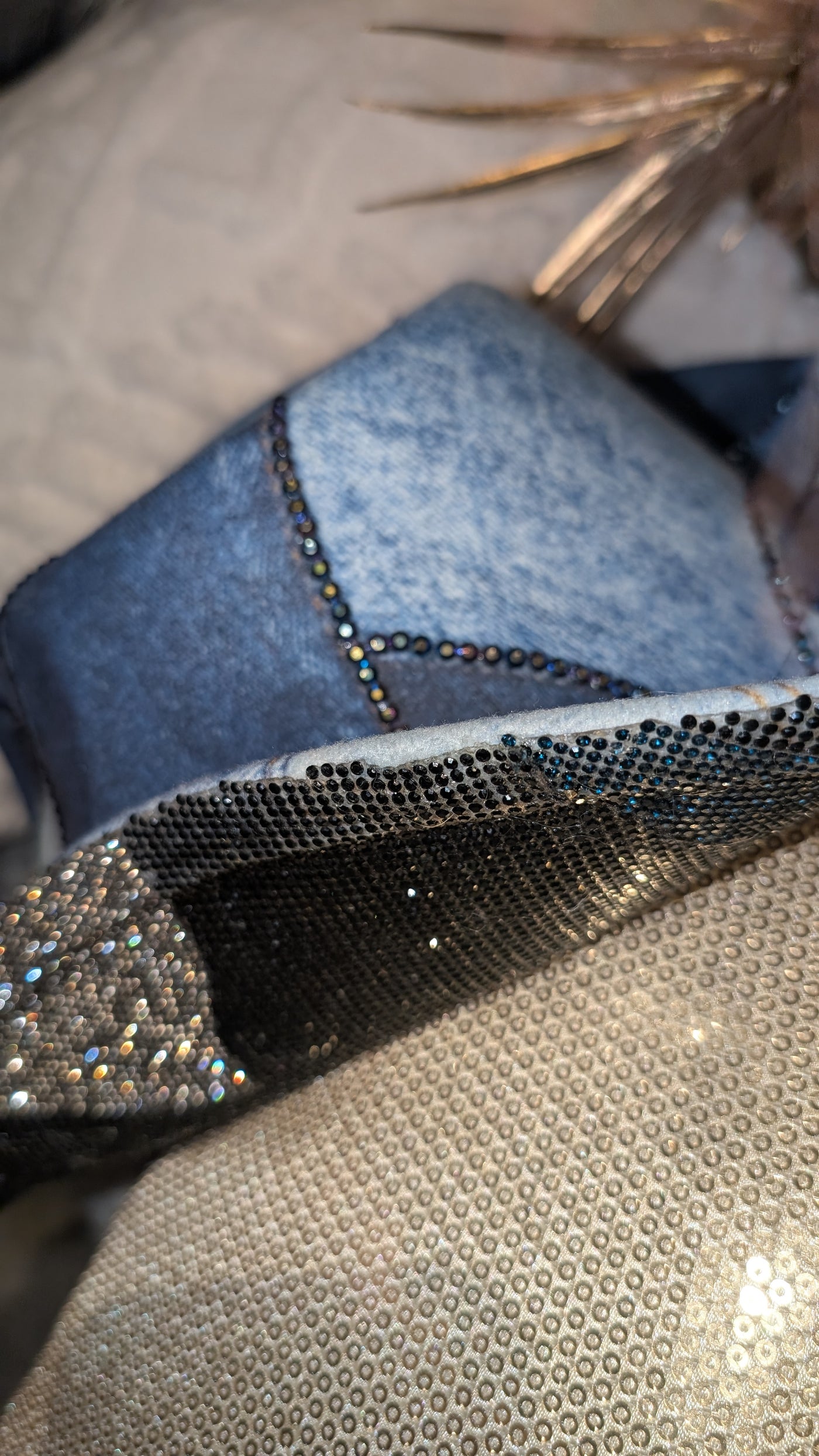 Custom Denim Print Rhinestone Western Cowboy Hat 3(Ready to Ship)