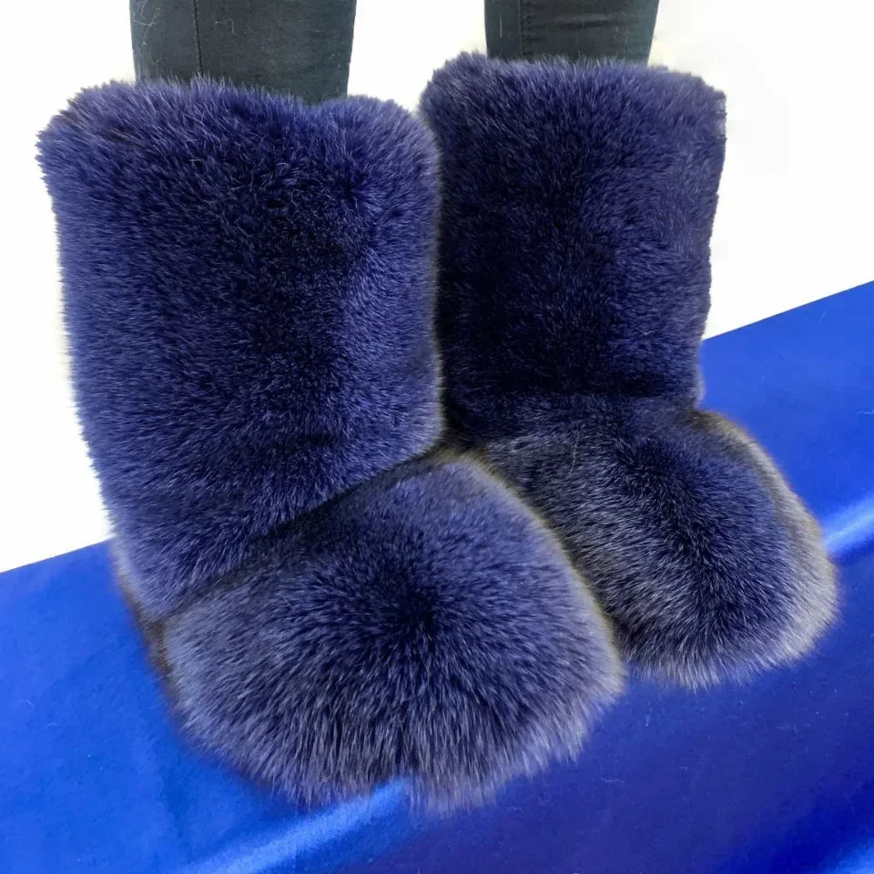 Fox Fur Boots – Winter Flat Boots