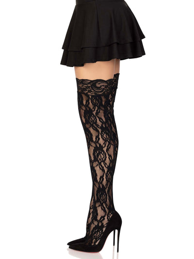 Garter clip on stocking filled with patterned floral designs