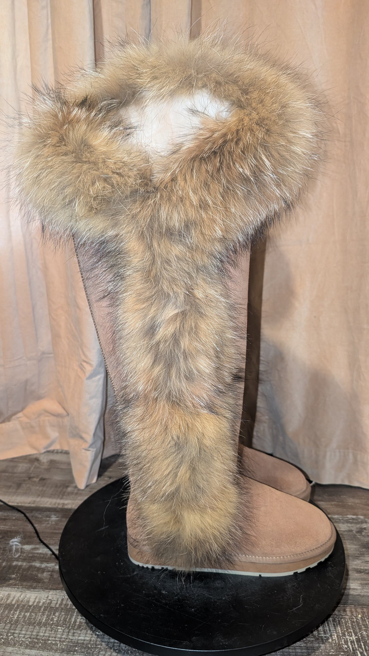 Fur Winter Boots –  knee High Boots W/Shearling Lining Boots Fur  Detail
