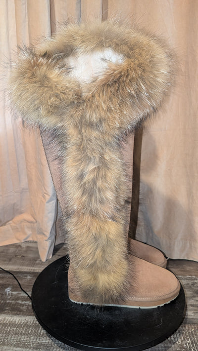 Fur Winter Boots –  knee High Boots W/Shearling Lining Boots Fur  Detail