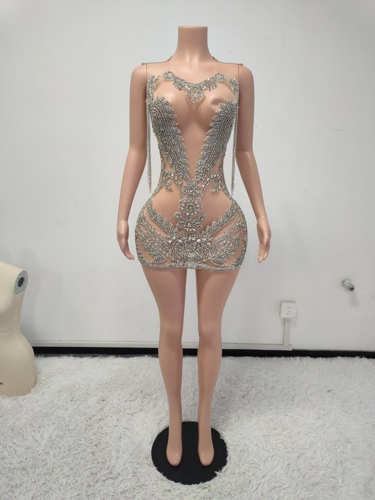 Rhinestone Crystals Mini Dress 1