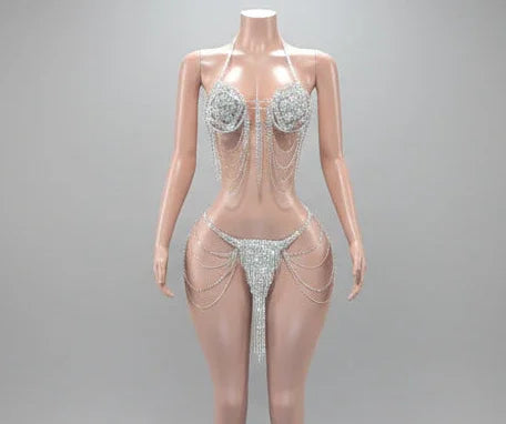 Rhinestone Bra Set Body Jewelry- Prima Dons and Donnas (Ready to Ship)